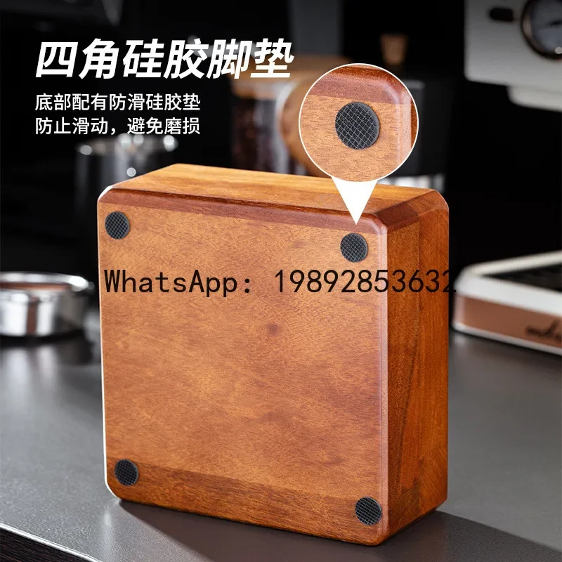 

A5.14 Walnut wood coffee tamper set with distributor, tamper, and storage base - square solid wood tamper stand 58mm