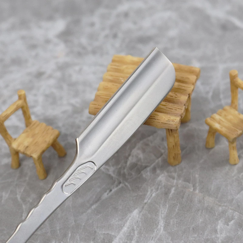 ماكينة حلاقة قابلة للطي من الفولاذ المقاوم للصدأ بمقبض خشبي أسود مع شفرات ماكينة حلاقة قابلة للاستبدال، خاصة للشعر المستعار الحقيقي #4