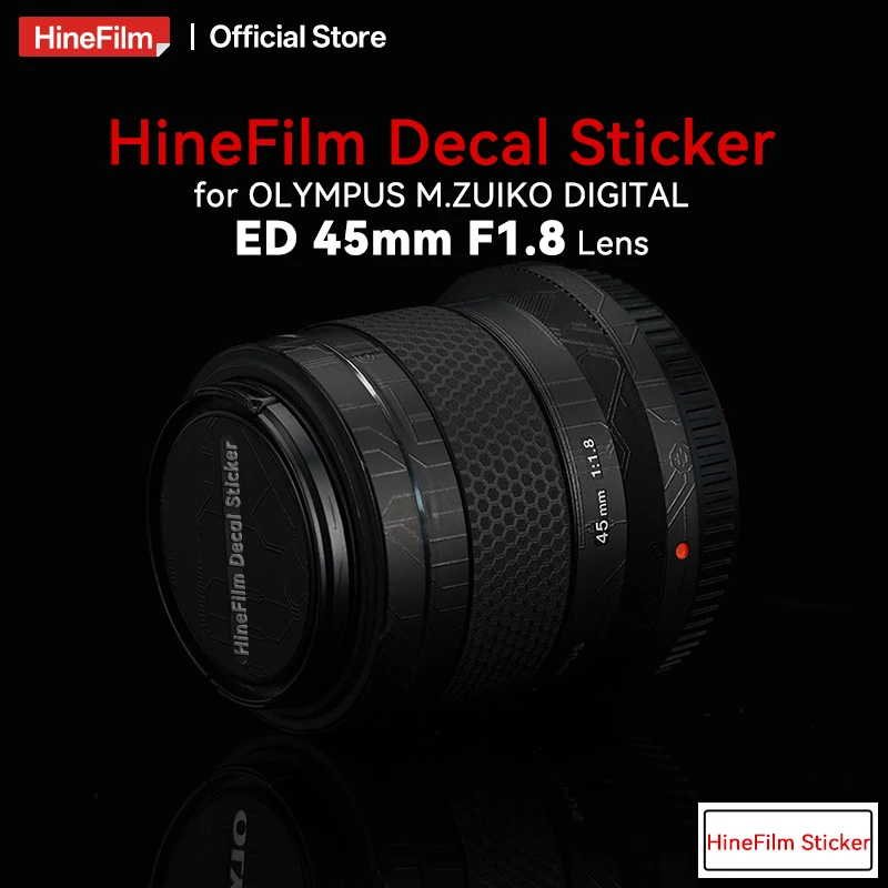 Hinefilm الجلد لأوليمبوس 45 f1.8 عدسة ملصق 45 مللي متر f1.8 التفاف غطاء لأوليمبوس M.ZUIKO الرقمية 45 مللي متر f/1.8 عدسة واقية الجلد