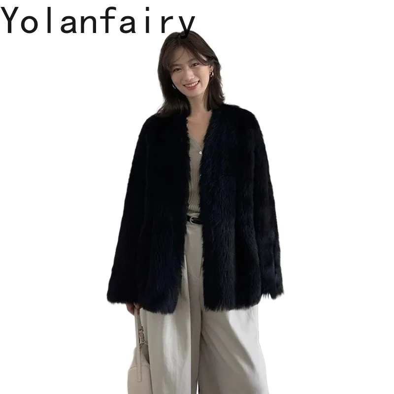 

YOLANFAIRY 2026 New Classic Black Oversized Genuine Lamb Fur Coat Women Real Fur Integrated Jacket Winter Fashion Fur Coats