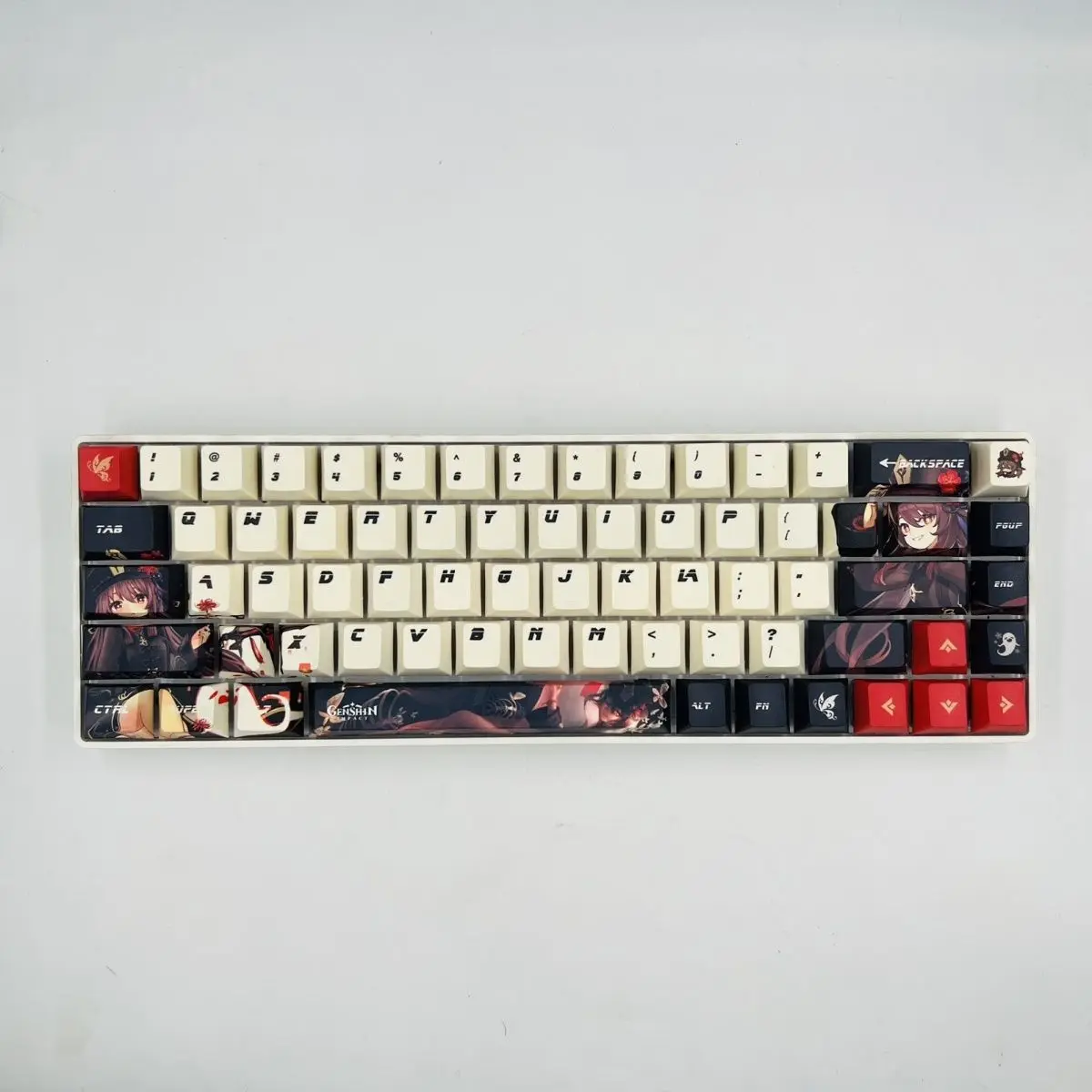 123 Keys Cherry Profile Keycaps for Genshin Impact Fans - Compatible with Hutao Character Adapting mechanical key cap