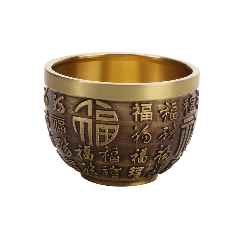 Dragon and Phoenix Bowl Feng Shui Treasure Bowl Vat ottone rame attira ricchezza e buona fortuna ornamenti Desktop studio decorazione