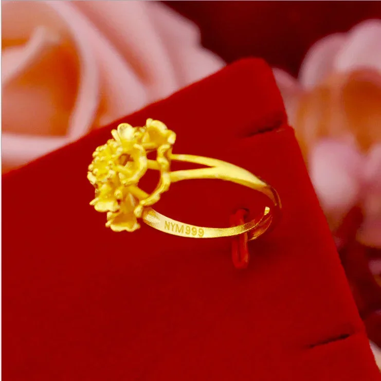 Lady's Peony Gold Plated 18k Yellow Gold Plated Jewelry, Não Alérgica ao Puro, 999, Nunca se Desvanece, Real, Duty Free