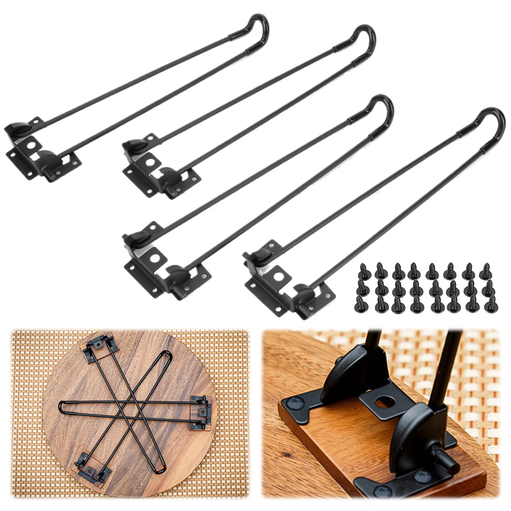 32/42cm 4 Folding Legs Heavy Duty Table Legs Set with Screws Easy Install Metal Table Leg for Camping Tables Home DIY Projects
