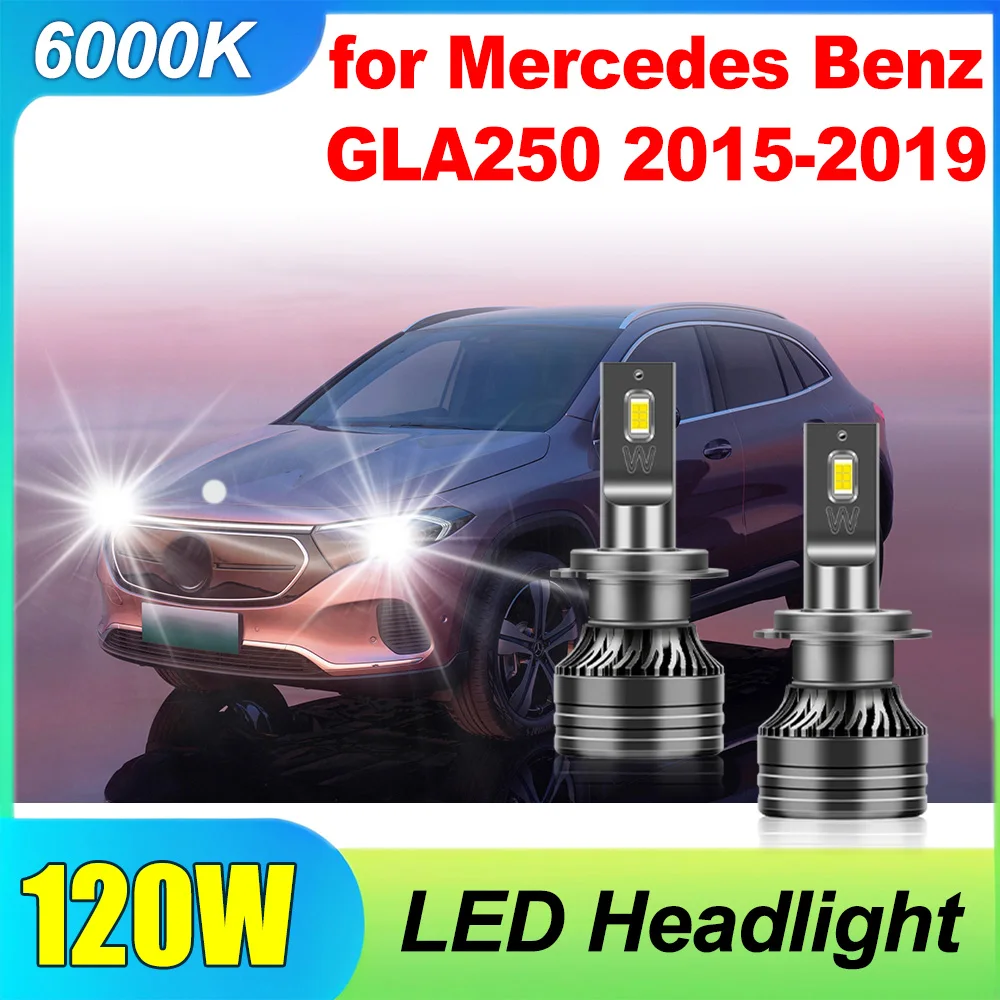 

2PCS 120W H7 Car Headlight 20000LM LED Headlight Canbus No Error 6000K White LED Headlamp 12V For Mercedes Benz GLA250 2015-2019