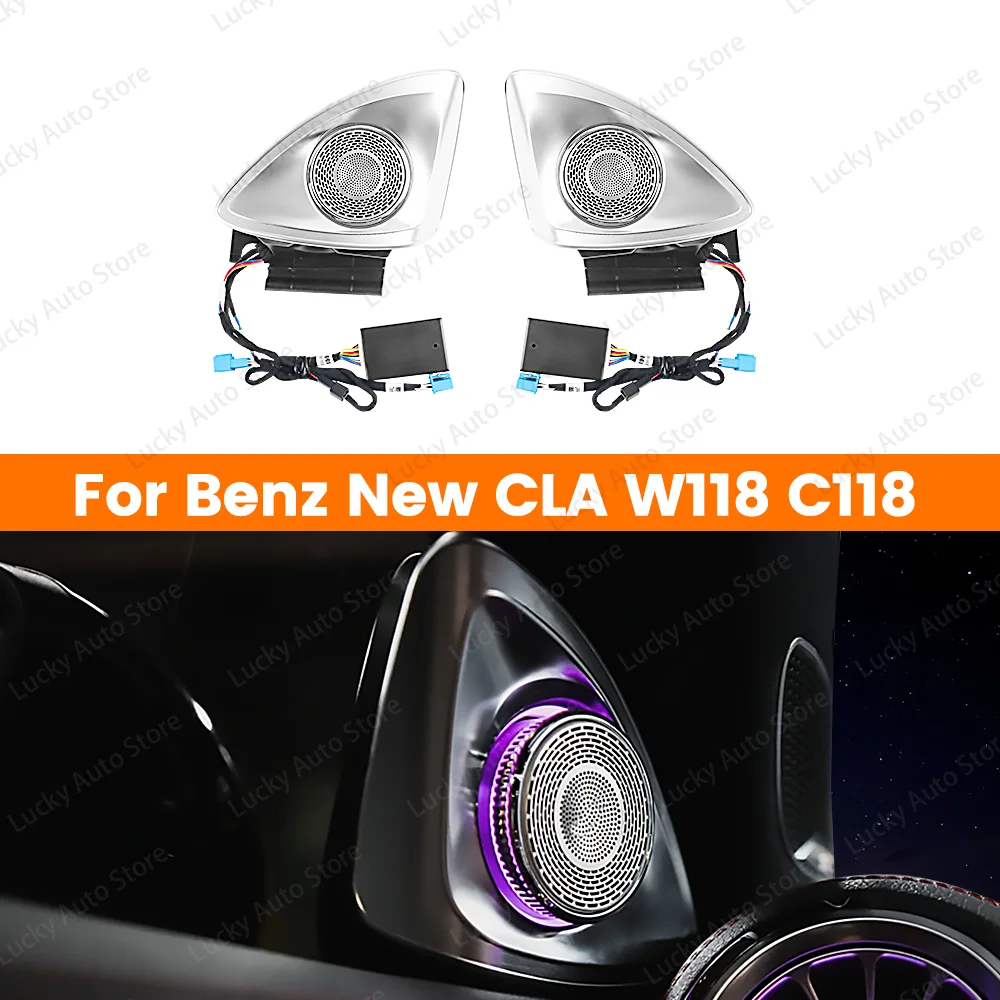 4D Horn Lnterior A-Pillar Tweeter Lamp Refit For CLA W118 A-Class Car 64 color 4D Rotating LED Speaker Ambient Light