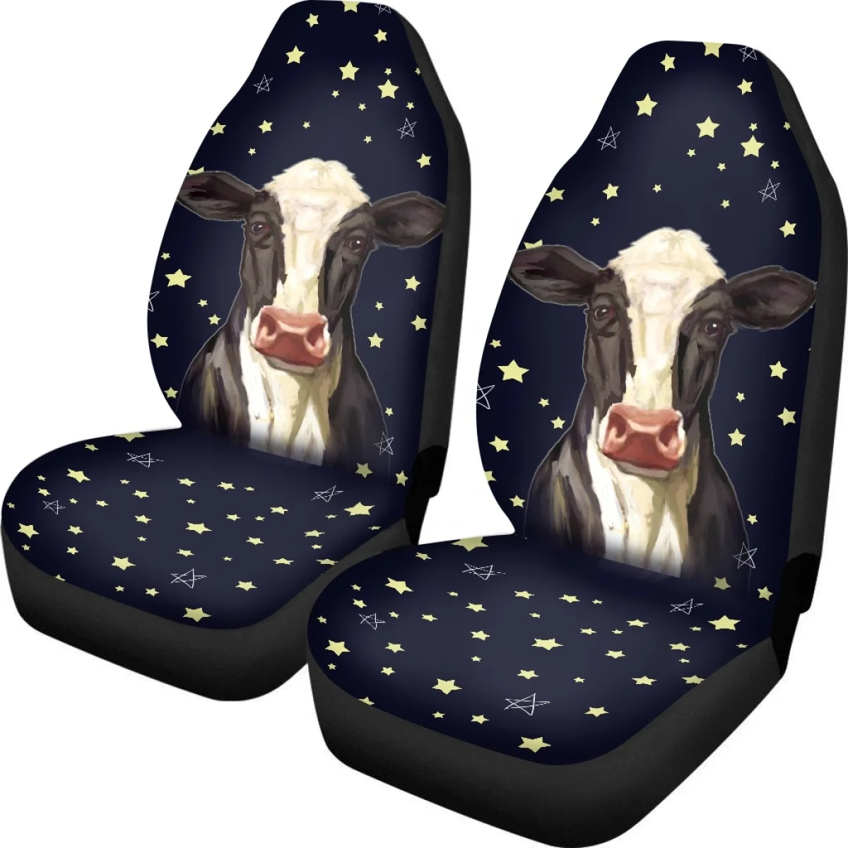 Kawaii Cow Pentagram Pattern Car Seat Covers Set for Woman Men Brand Design Interesting Anti-dirt Protector Auto Decor Fashion