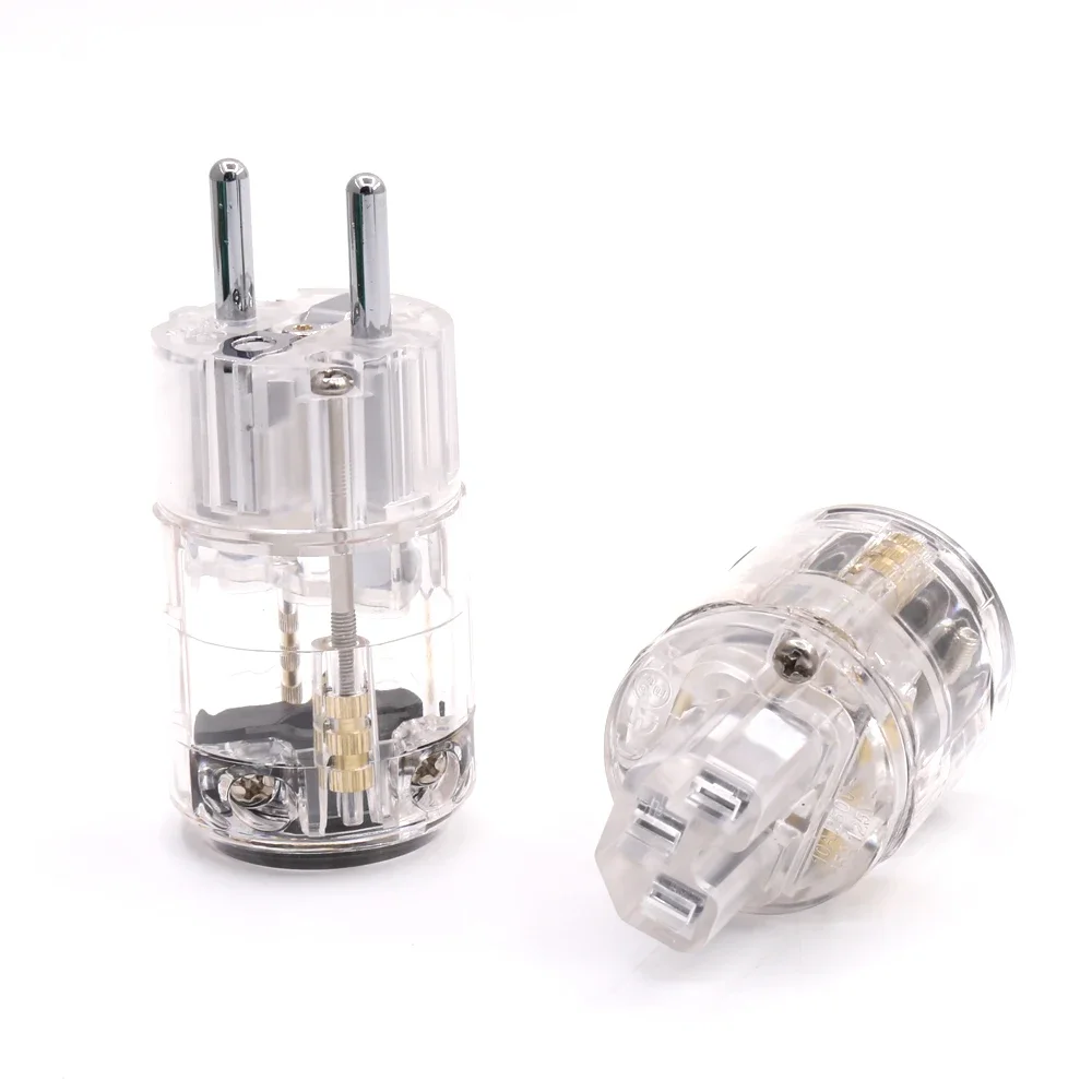 P029ETR Hifi Rhodium Plated EU Schuko Plug IEC Female Connector For Hifi Power Cable EU Plugs