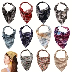 4pcs/set Fashion Triangle scarf Chiffon Headband Elastic Headband Sports Headband Cute floral fashion headband