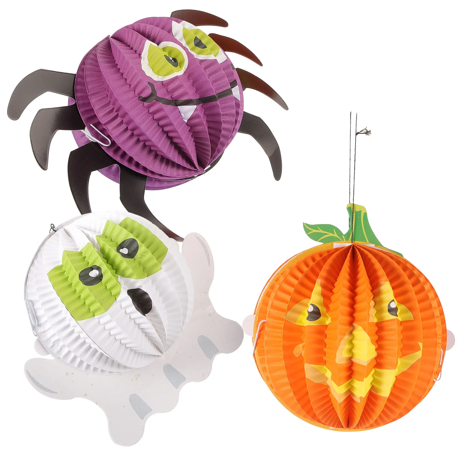 

3 Pcs Halloween Paper Lanterns Small Watermelon Pumpkin Decor Folding Hanging naments Party Supplies Festival DIY