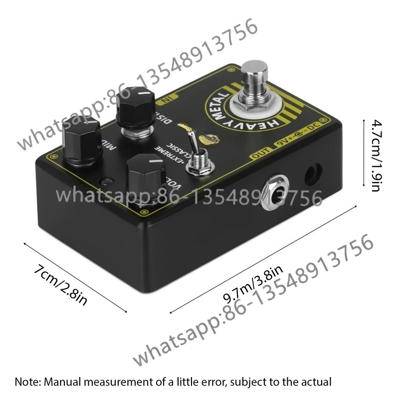 D-17 Effect Pedal Metal Guitar Effect Pedal High Gain Distortion Volume/Medium DC 9V with True Bypass