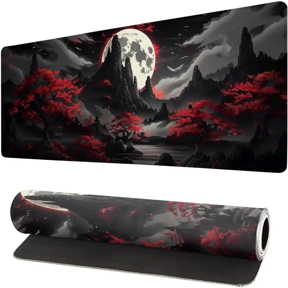 Moon Mountain TCG Mouse Pad Extended Desk Mat Stitched Edge Non‑Slip Rubber Base Keyboard Mat for Gaming Home Office CP Gamemat