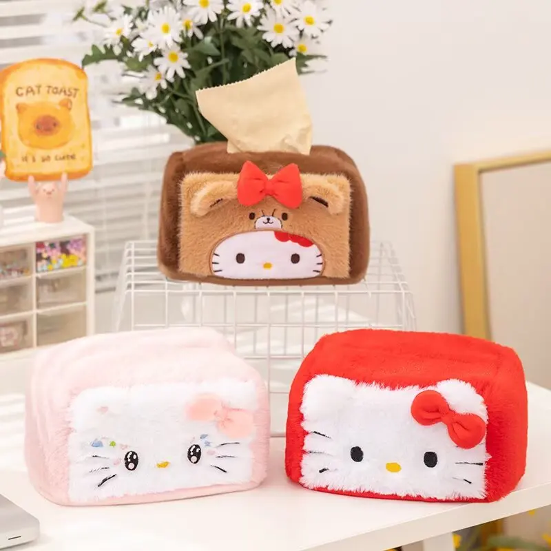 

Чехол для салфеток с рисунком «Hello Kitty», держатель для салфеток в японском стиле для гостиной, чехол для салфеток, контейнер для домашней автомобильной бумаги