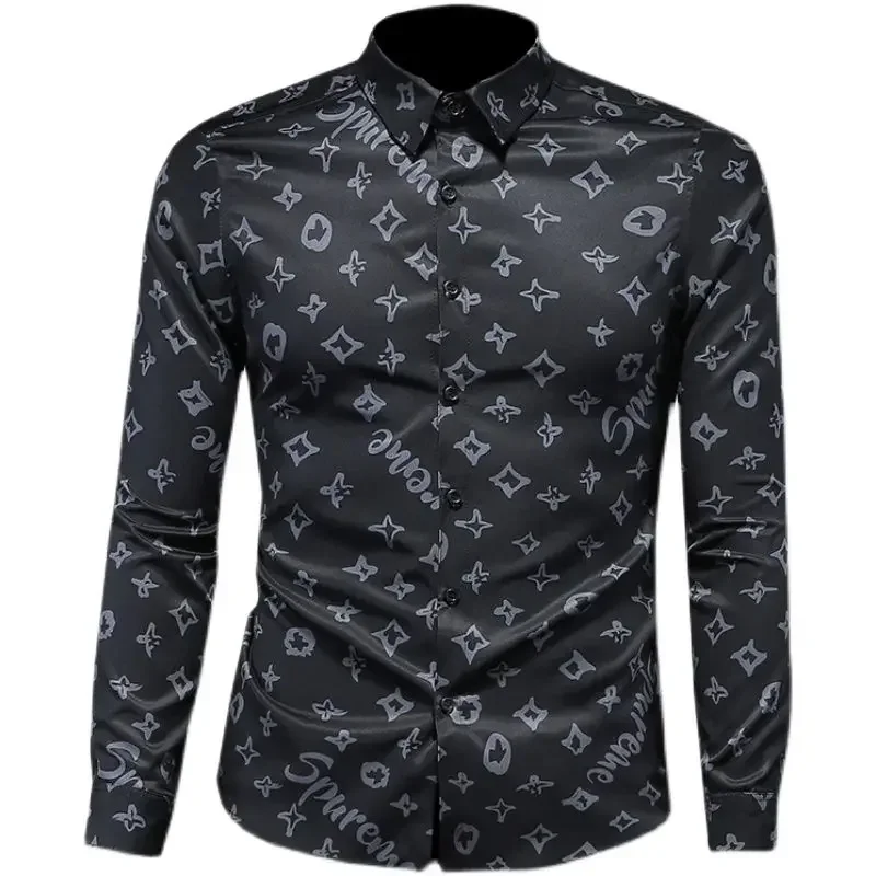 

Long Sleeve plus Size Colorful Shirt Men's European and American Style Ruffle Handsome Shirt Business Non-Ironing Slim Fit Shirt