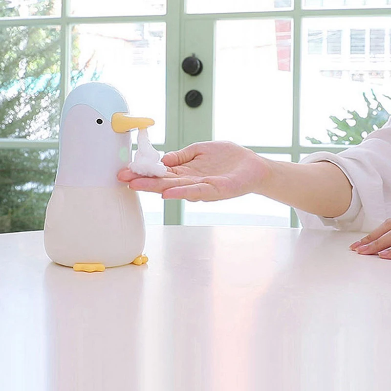 400 Ml น่ารักเพนกวินเครื่องจ่ายสบู่อัตโนมัติแบบสัมผัสเหนี่ยวนำฟองเครื่องซักผ้าสำหรับเด็กห้องครัวห้องน้ำ