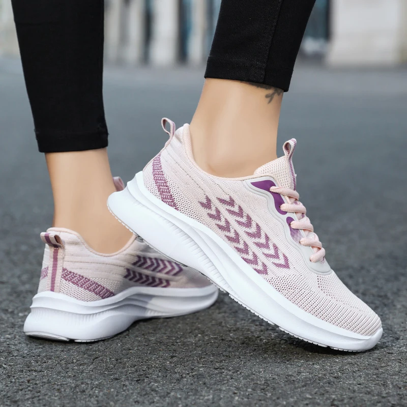 

New Sports Shoes for Women Summer Tennis Mesh Breathable Thick Sole Outdoor Training Wear-resistant Casual Jogging Shoes