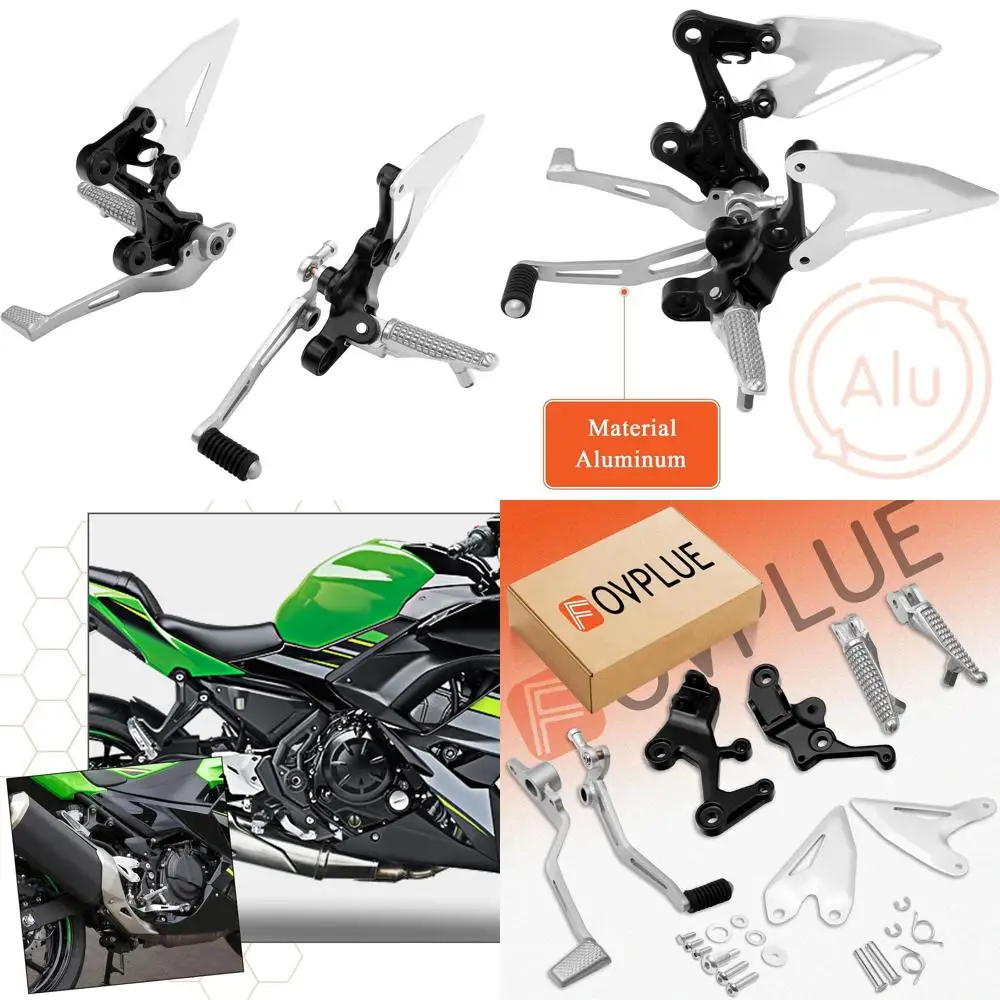 

FOVPLUE Front Driver Footrests Kit,Rider Foot pegs+gear shift lever/brake pedal+footpeg brackets+gear shift rod+protection fins