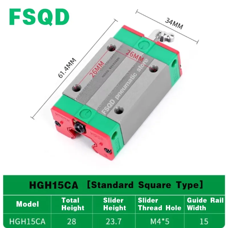 1pc HGH15CA HGW15CC HGH20CA HGW20CC HGH25CA HGW25CC HGH30CA HGW30CC HGH35CA HGW35CC Linear Guide Rail Slider HGH HGW Series