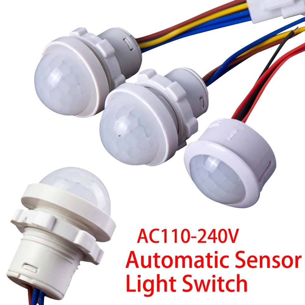 AC110-240V Automatic Sensor Light Switch LED PIR Infrared Motion Sensor Detection Night Light Indoor Outdoor
