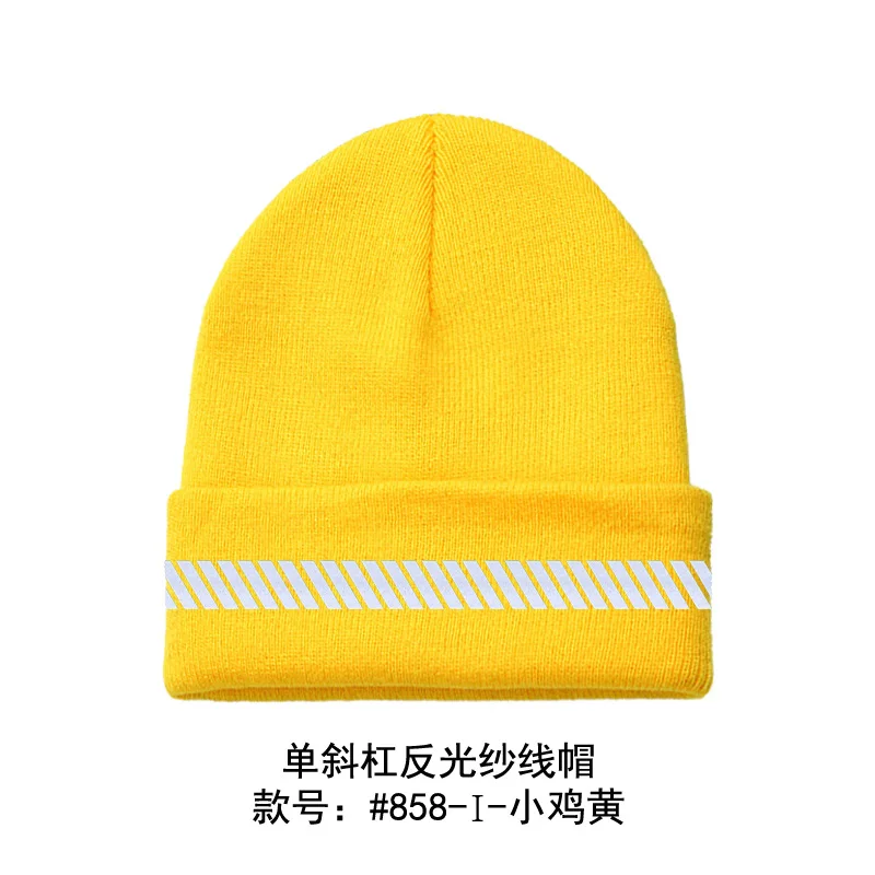 Glow in Dark Noctilucent Reflective Knit Hat Safety Beanies Men Women High Visibility Beanie Neon Winter Knit Caps, image 21