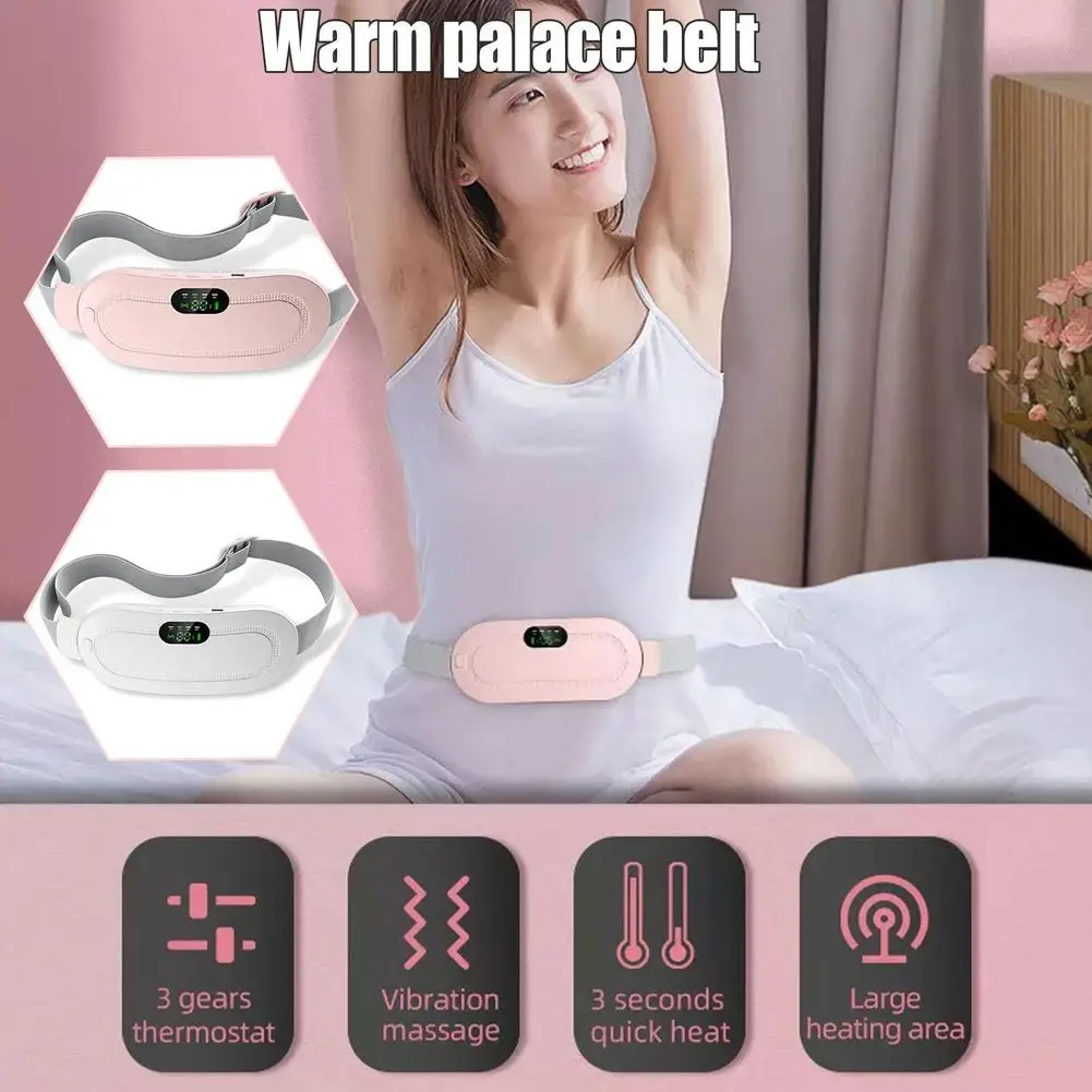 USB Menstrual Uterine Warm Belt For Women Belly Pain Relief 5 Gear Electric Heating Pad Vibration Abdomen Waist Massager Br E2W4