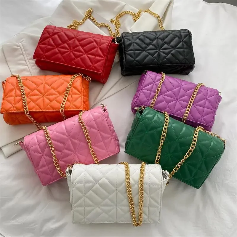 2023 Chain Bag Quilted Shoulder Bag for Women PU Leather Underarm bag design Handbag  Fashion Diamond pattern Square Bag