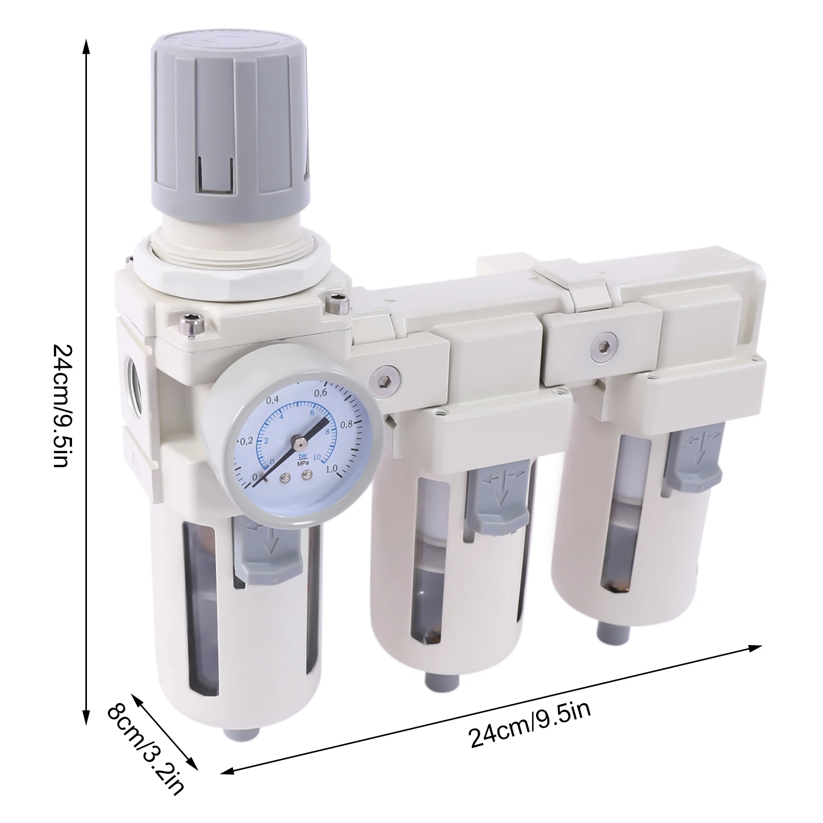 1/2" NPT Air Pressure Regulator Air Dryer Filter Compressed Water Trap Separator