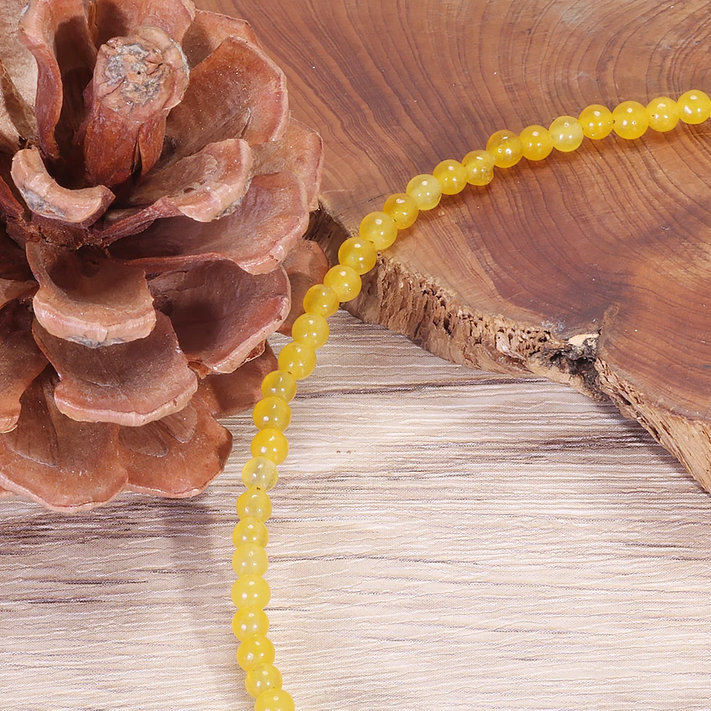 Natural Yellow Jade Thin Beaded Bracelet for Women Luck Bracelet Simple Design 925 Silver Chain Adjustable Handmade Jewelry