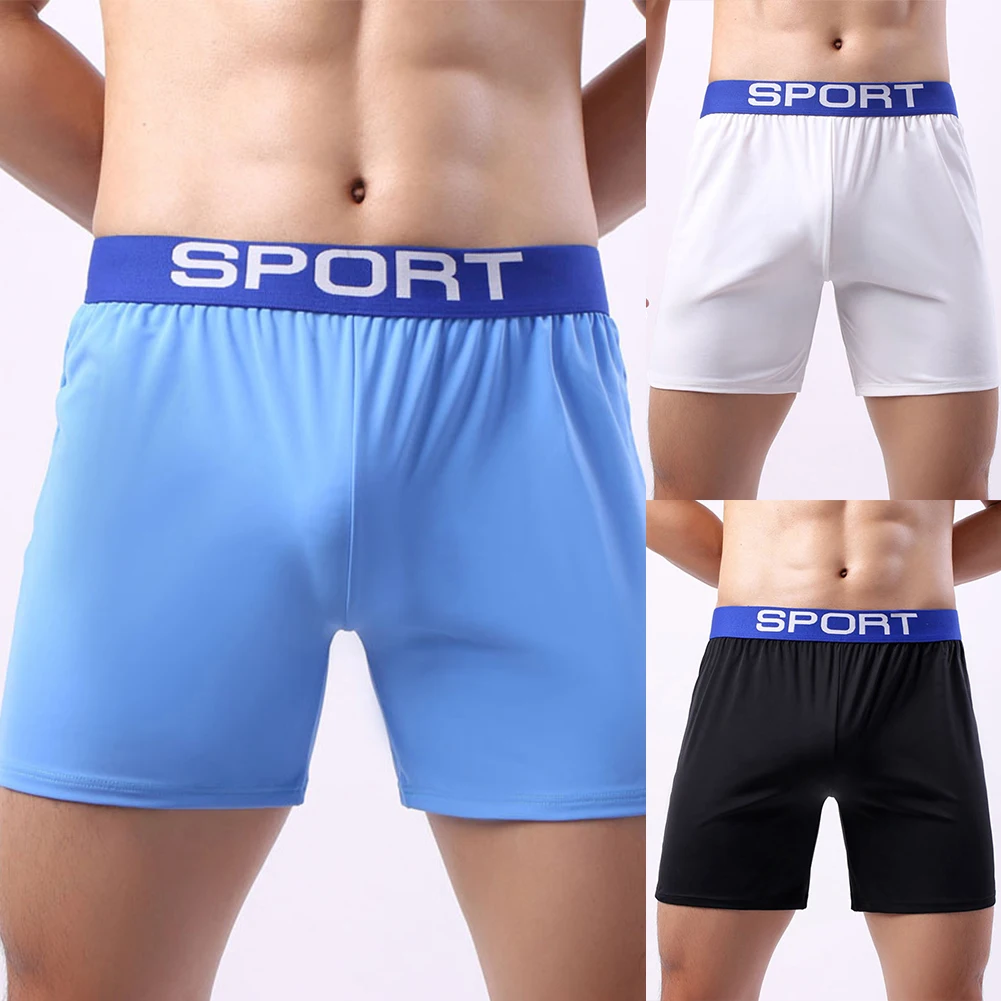 Sexy Men Arrow Pants Long Legs Smooth Solid Briefs Pouch Underwear Sports Shorts Swim Trunks Casual Loose Underpants