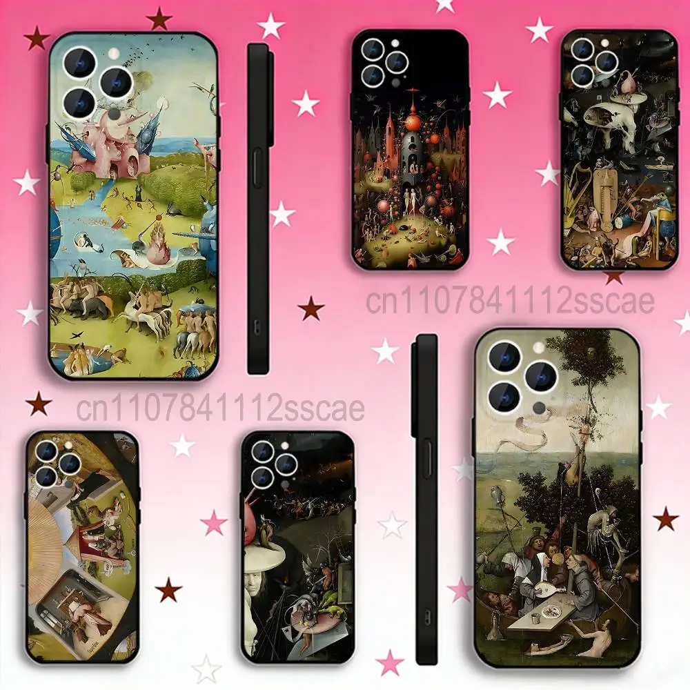 

H-Hieronymus Bosch Painting Phone Case For iPhone 17,16,15,14,13,12,11,Pro,Max,Plus,E,Air,Mini Black Shockproof Funda Cover