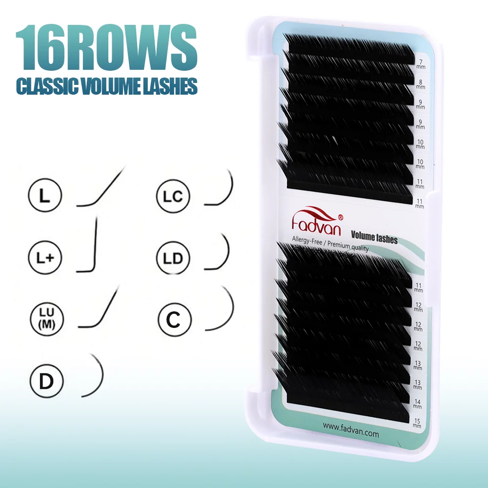 Fadvan Classic 16 Lines Faux Mink Natural Eyelash Extension C/CC/D/DD Curl Individual Makeup Lashes Extension Supplies