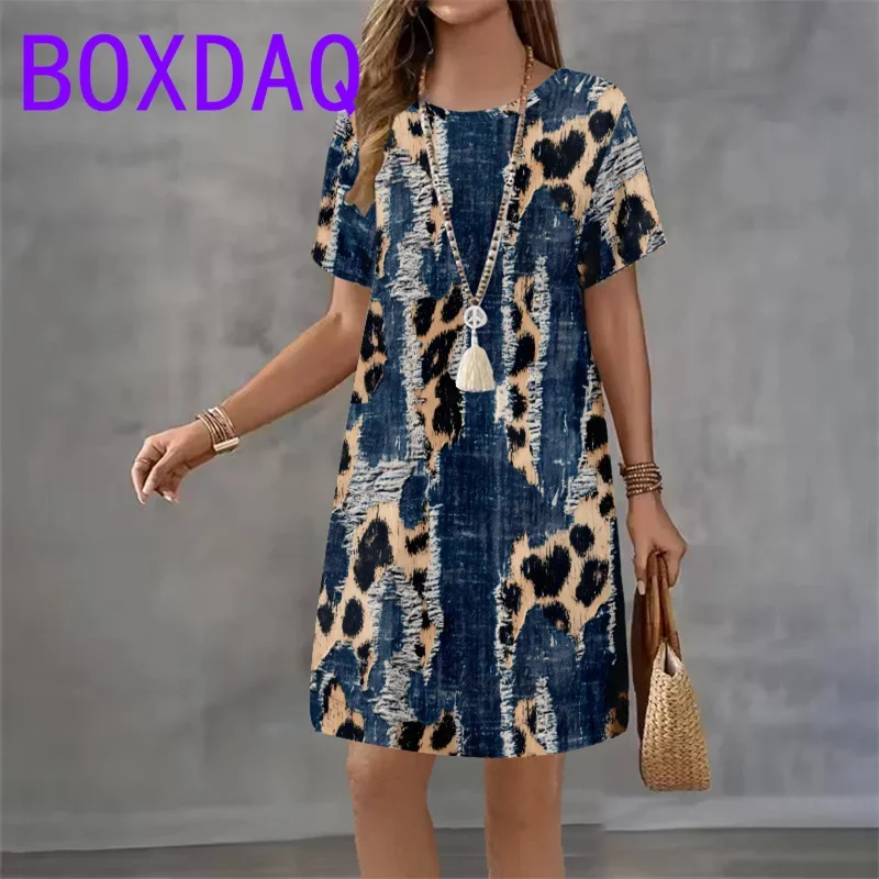 

Street Fashion Color Gradient Print Mini Dress For Women Clothing Plus Size Summer Short sleeve O-Neck Loose Casual A-Line Dress