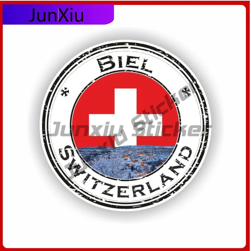 

Biel Bienne Switzerland Seal Sticker Creative Camper Car Anti UV Vehicle Decor Vinyl Decal For Car Truck SUV Window Bumper