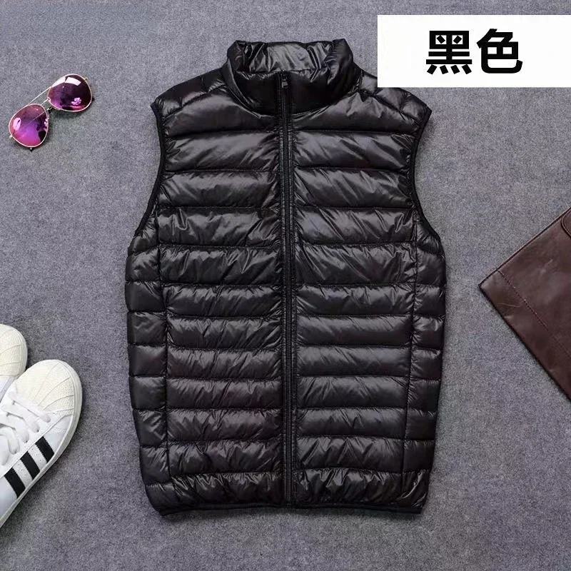 Men's Down Vest Winter, Loose Duck Down Light Feather Fashion Coat Coat Warm Men's Loose Plus Simple Solid Color Jacket Vest