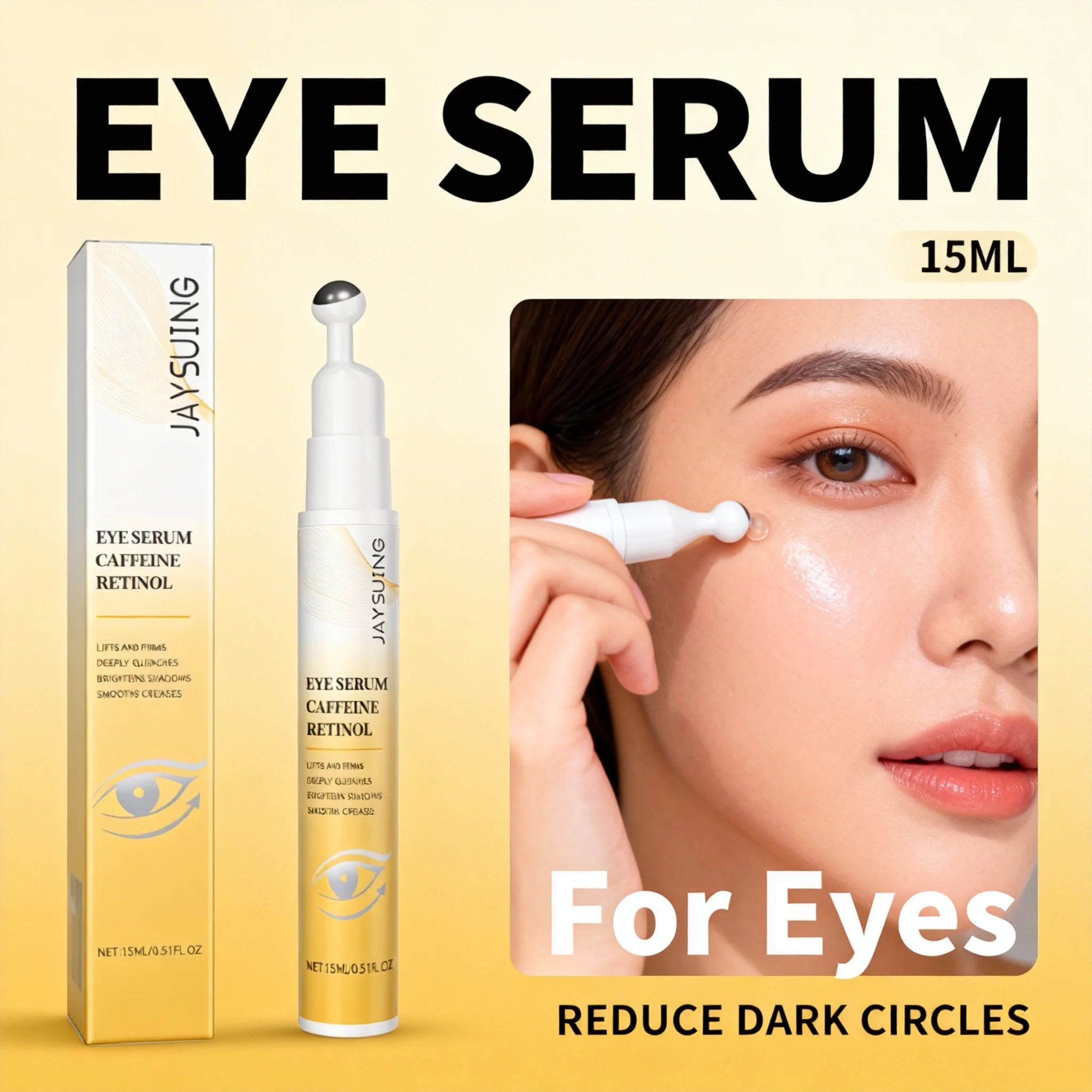Retinol Eye Serum Roller For Dark Circles Puffy Eyes Wrinkle Firming Hydrating Treatment Gentle Roll On Brightening Eye Care