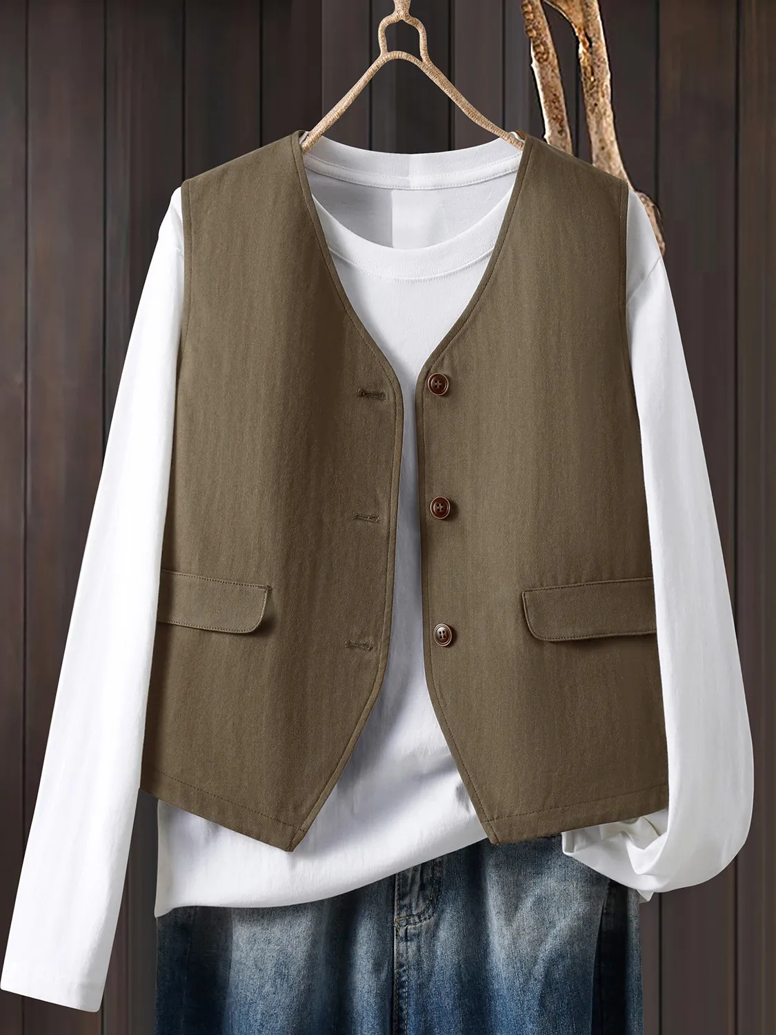 

Женский свободный жилет Svel: художественный дизайн, модный, для повседневной носки, большие размеры, на пуговицах, хлопковый, на все сезоны