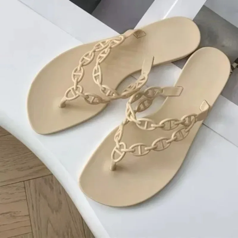 Summer Women Slippers Bow Flip Flops Rivet Flats Sandals Woman Outdoor Transparent Crystal Beach Shoes Female Shoes for Women
