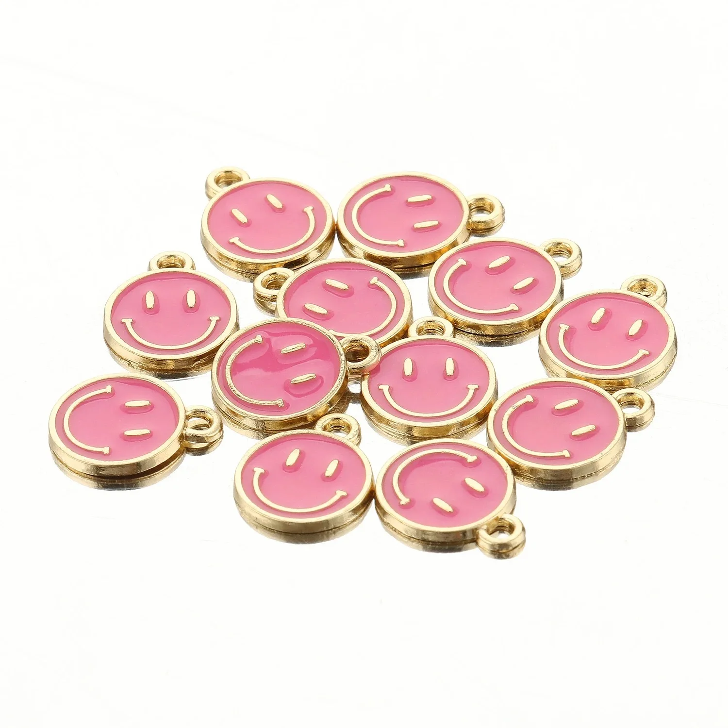 14pcs Drop Oil Alloy Small Pendant Asymmetric Fun Smile Pendant Earrings Necklace Personalized Pendant DIY Accessories view 5