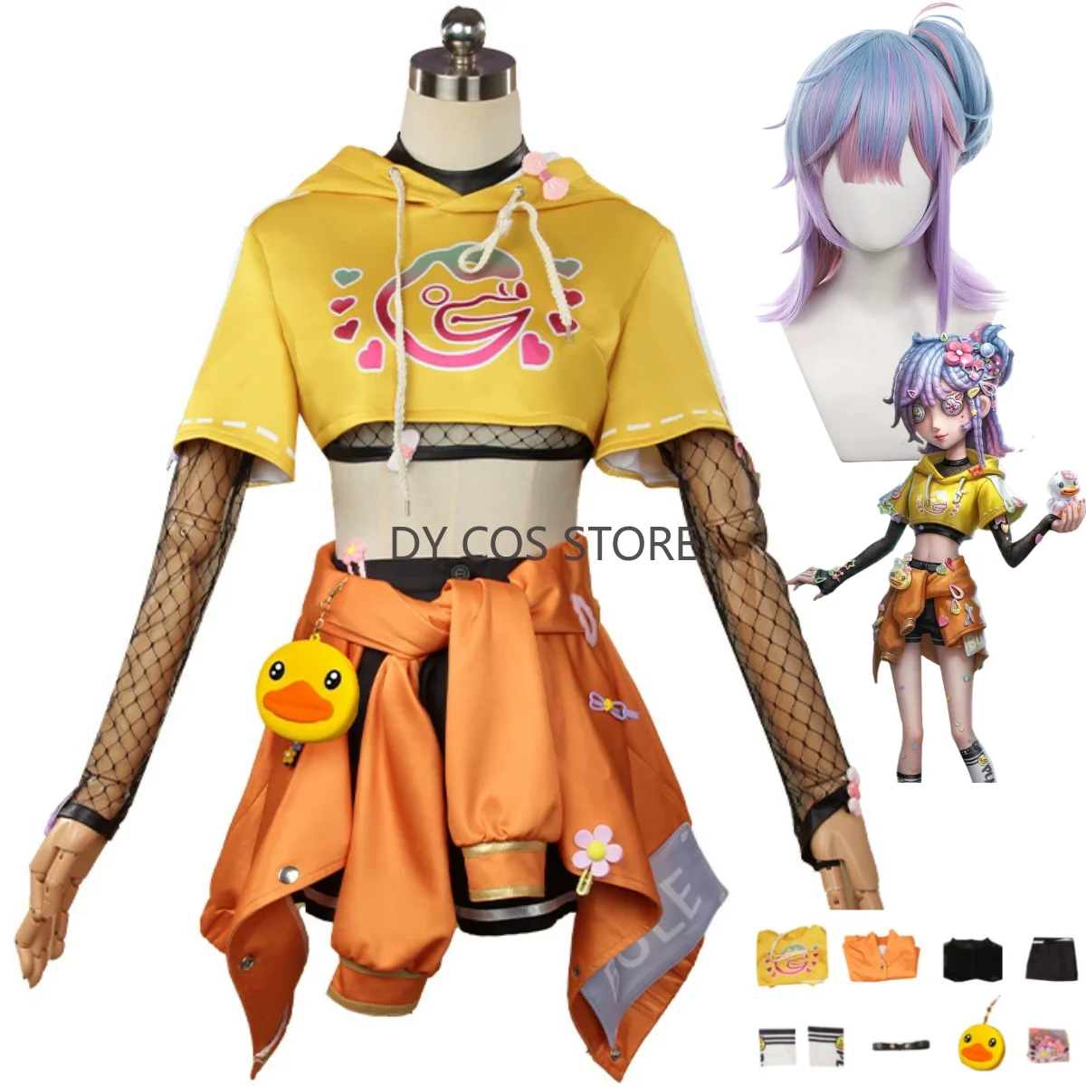 

Game Identity Ⅴ Vera Nair Perfumer Cosplay Costume Survivors Skin Little Yellow Duc Set Wig Tracksuit Woman Sexy Leisure Suit