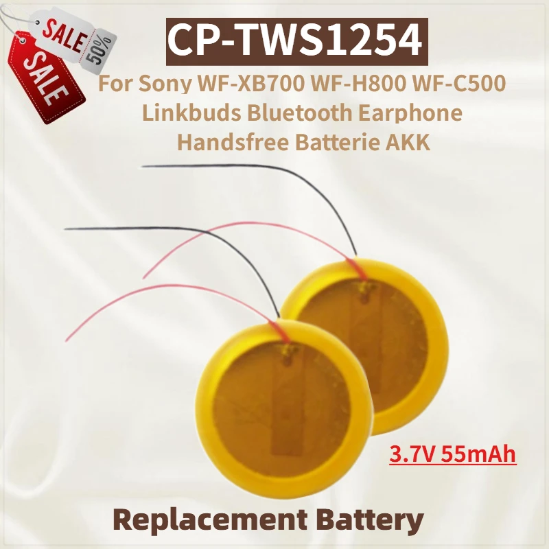 

2PCS CP-TWS1254 Digital Battery 3.7V 55mAh For Sony WF-H800 WF-XB700 WF-C500 Linkbuds Bluetooth Earphone Handsfree