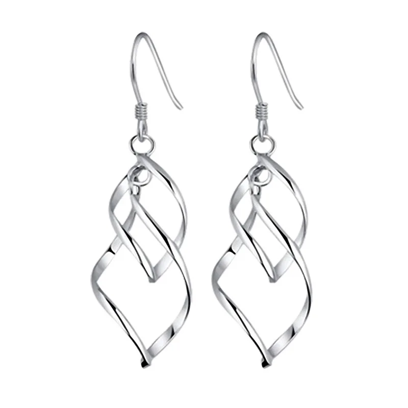 Elegant Spiral Twist Dangle Hook Earrings for Women Girl