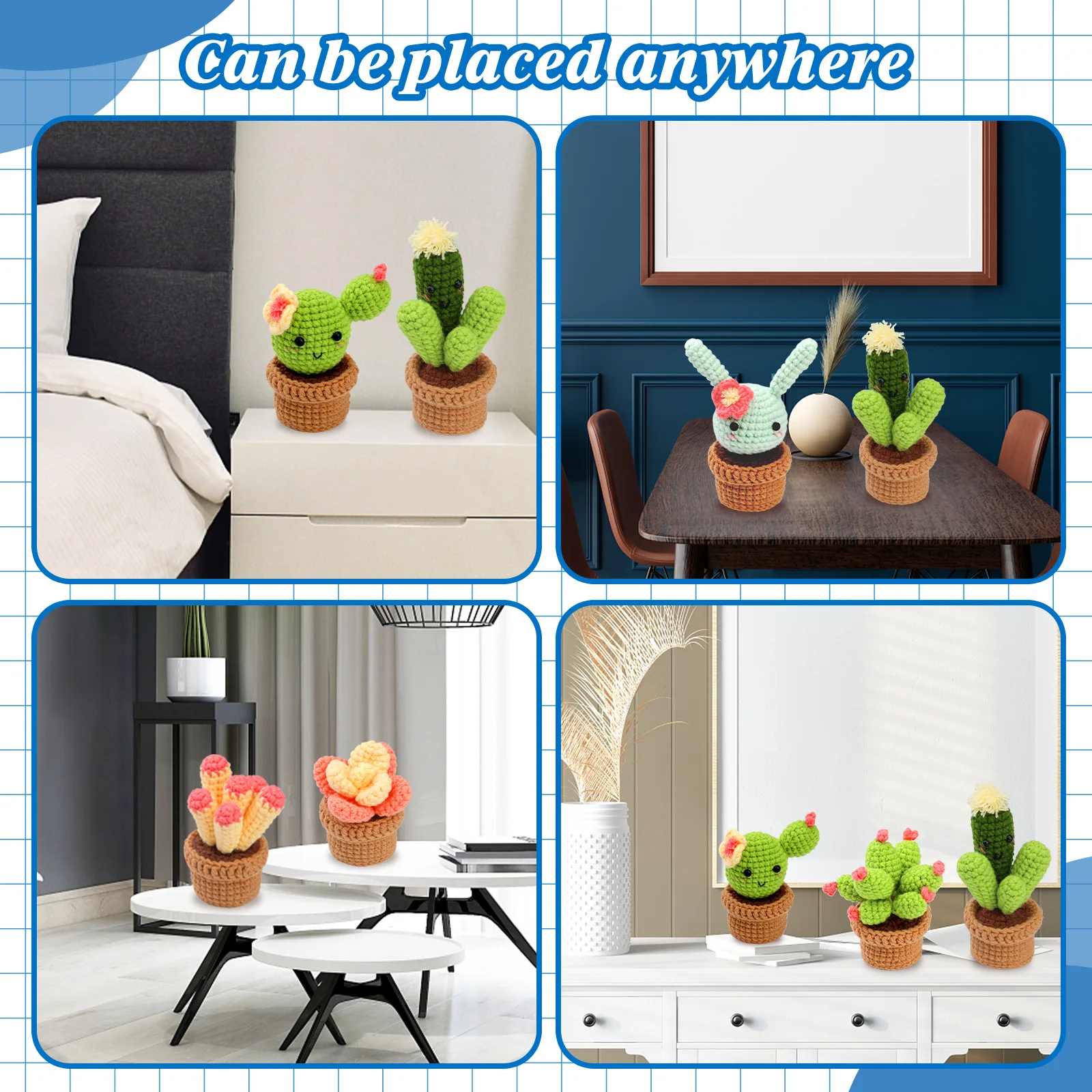 Materialpaket für saftige Topfkaktus-Häkelgarn, handgewebtes, pflanzliches Topfornamentmaterial