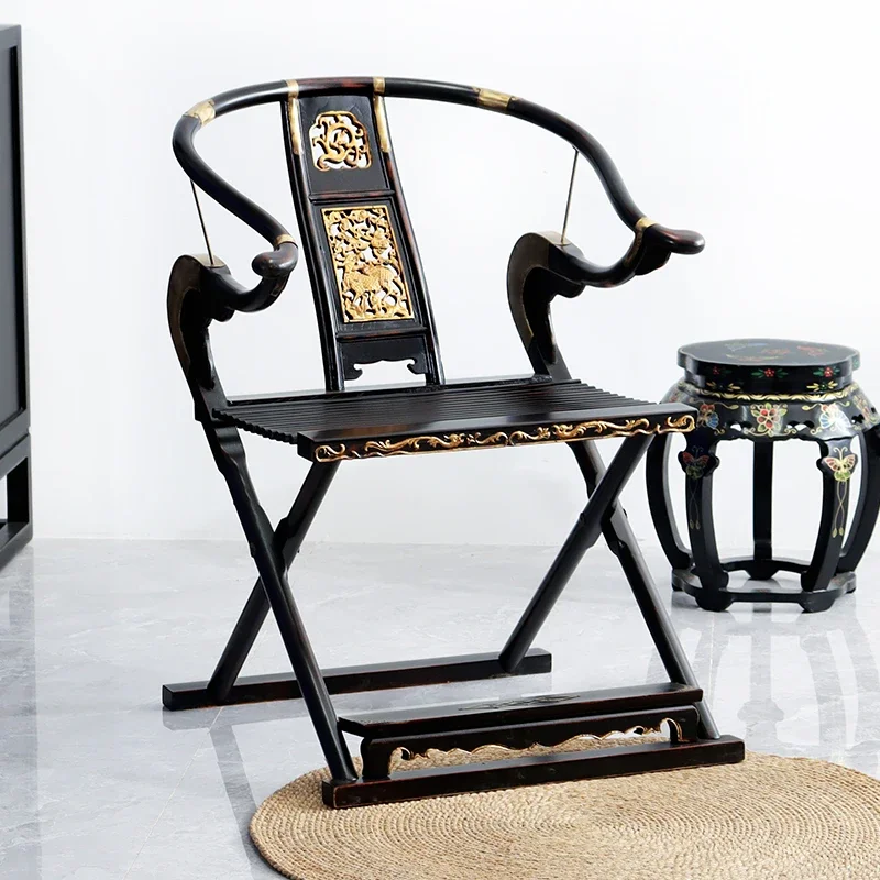 

Old Grand Master Chair Ming style head chair folding carved solid wood chair