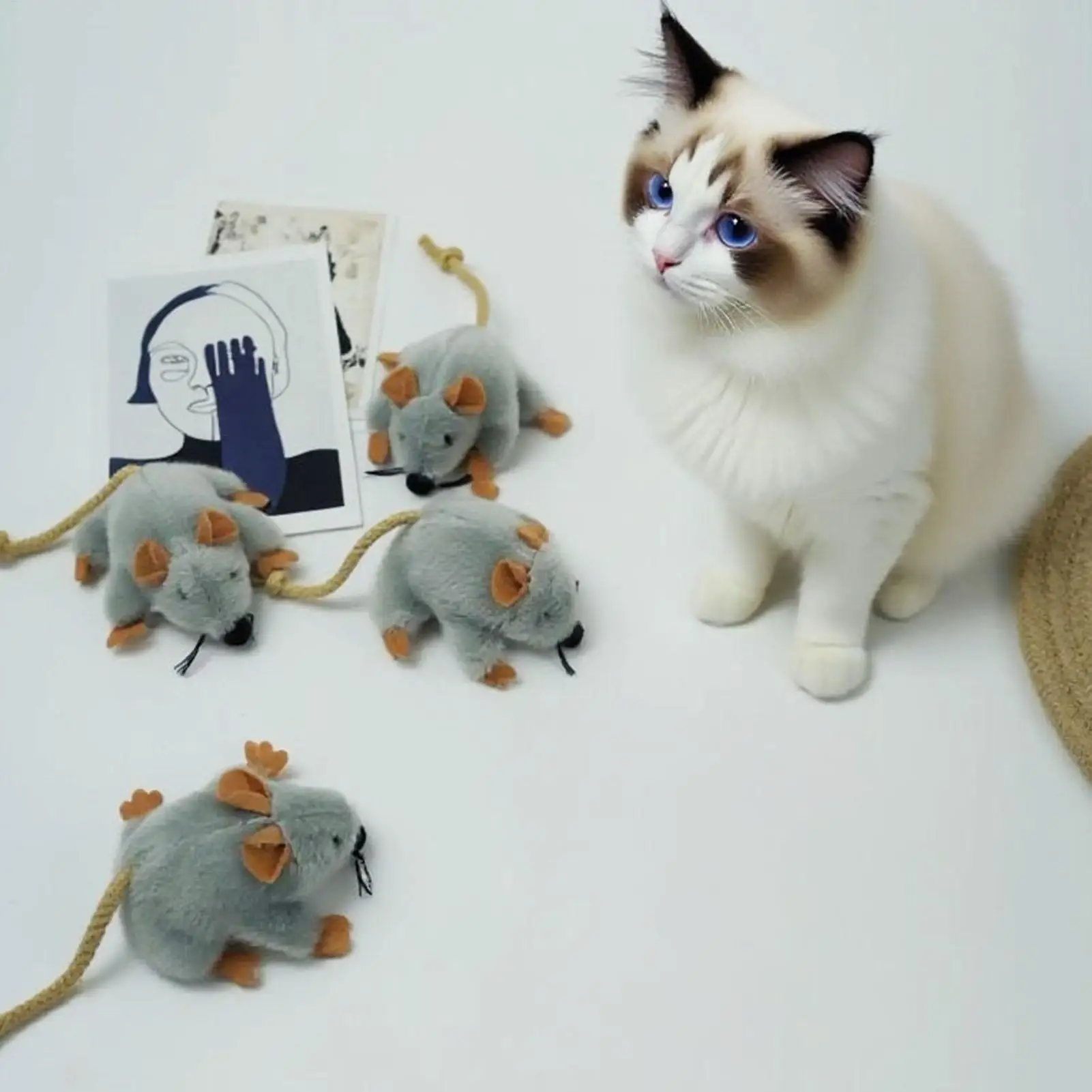 Plush Cat Toy Mouse Realistic Moving Tail with Sound Interactive Kitten Toys for Indoor Cats Hunting Game Play Pet Supplies gallery 4