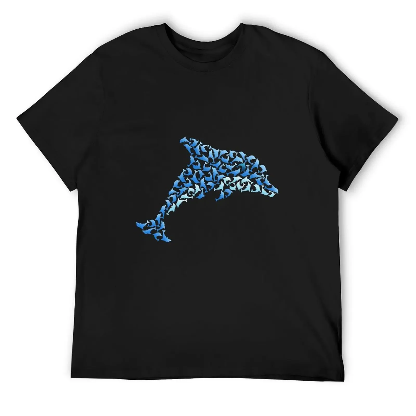 Dolphin mosaic blue T-Shirt blacks boys animal print Short sleeve tee men clothings