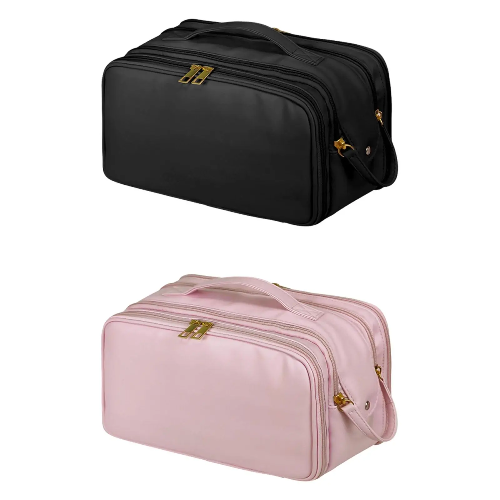 Travel Toiletry Bag Makeup Bag Spacious Essentials Waterproof Handheld Double Side Opening for Women Portable Carrying Case