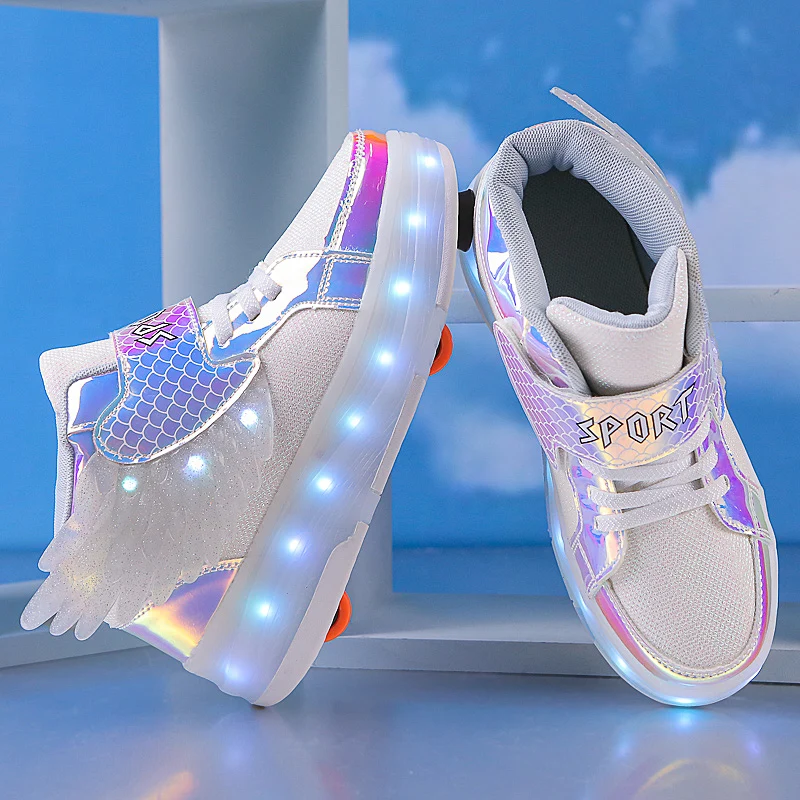 أحذية رياضية للأطفال لخريف وشتاء 2025 جديدة: أحذية مجنحة للفتيات، أحذية مضيئة وامضة للأولاد الصغار بـ 7 ألوان #5