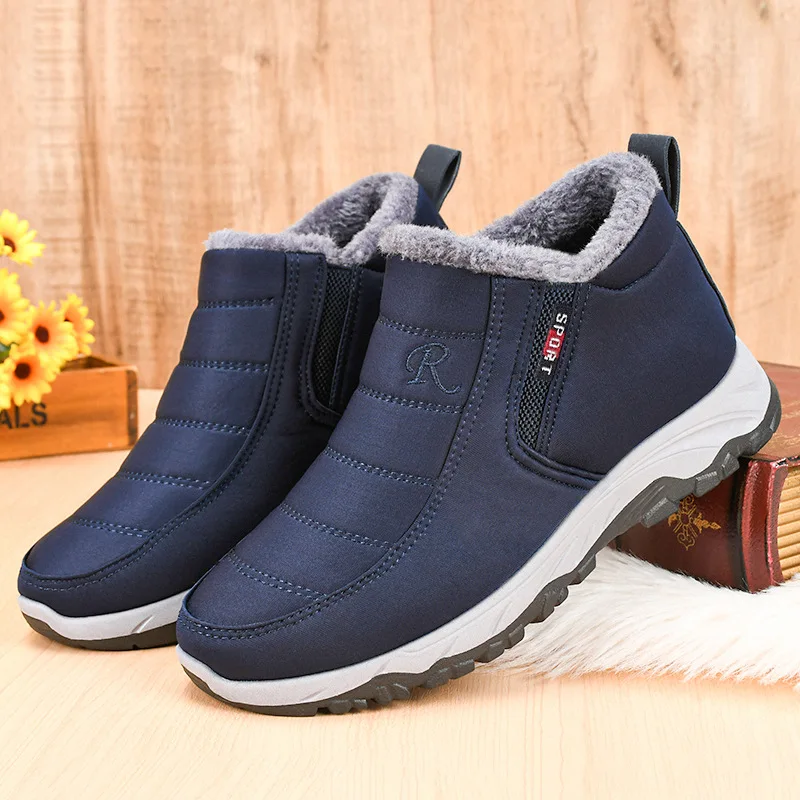 Men Snow Boots Outdoor Shoes For Male Thick Sole Sneakers for Men Winter Shoes Botines Tenis Keep Warm Fluff Mens Ankle Boots