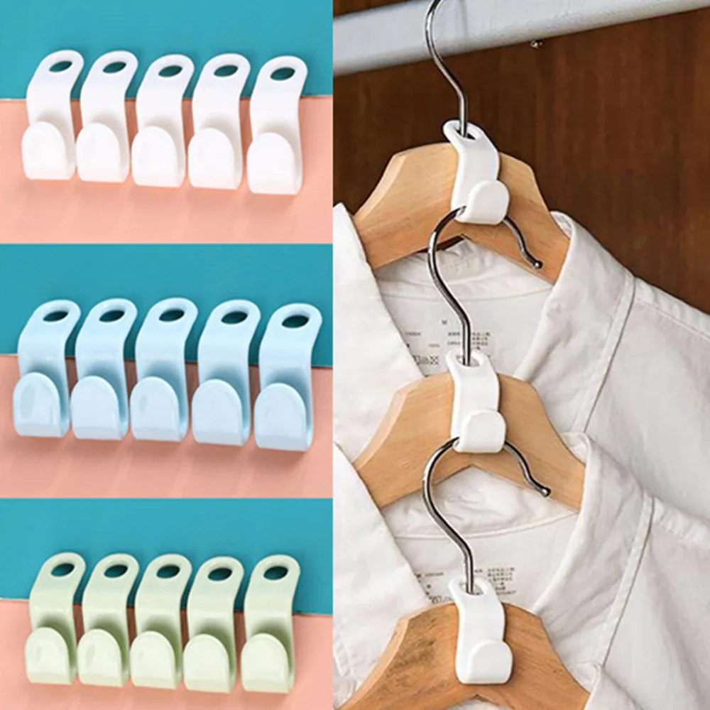 

5/10/20pcs Mini Clothes Hanger for Closet Connector Hooks Cascading Plastic Wardrobe Coat Organizer Rack Holder Space Saving