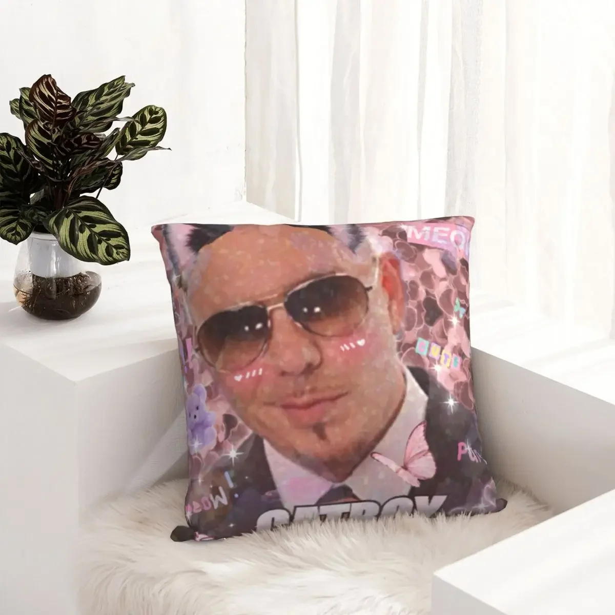 Mr. Worldwide Catboy Pillowcase Printing Polyester Cushion Cover Decoration Pitbull Pillow Case Cover Seater Zipper 45X45cm